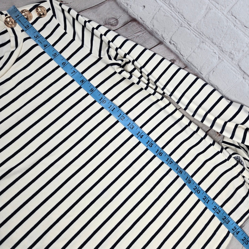 English Factory Breton Striped Long Sleeve Top with Gold Buttons Cream Navy S - Picture 10 of 12
